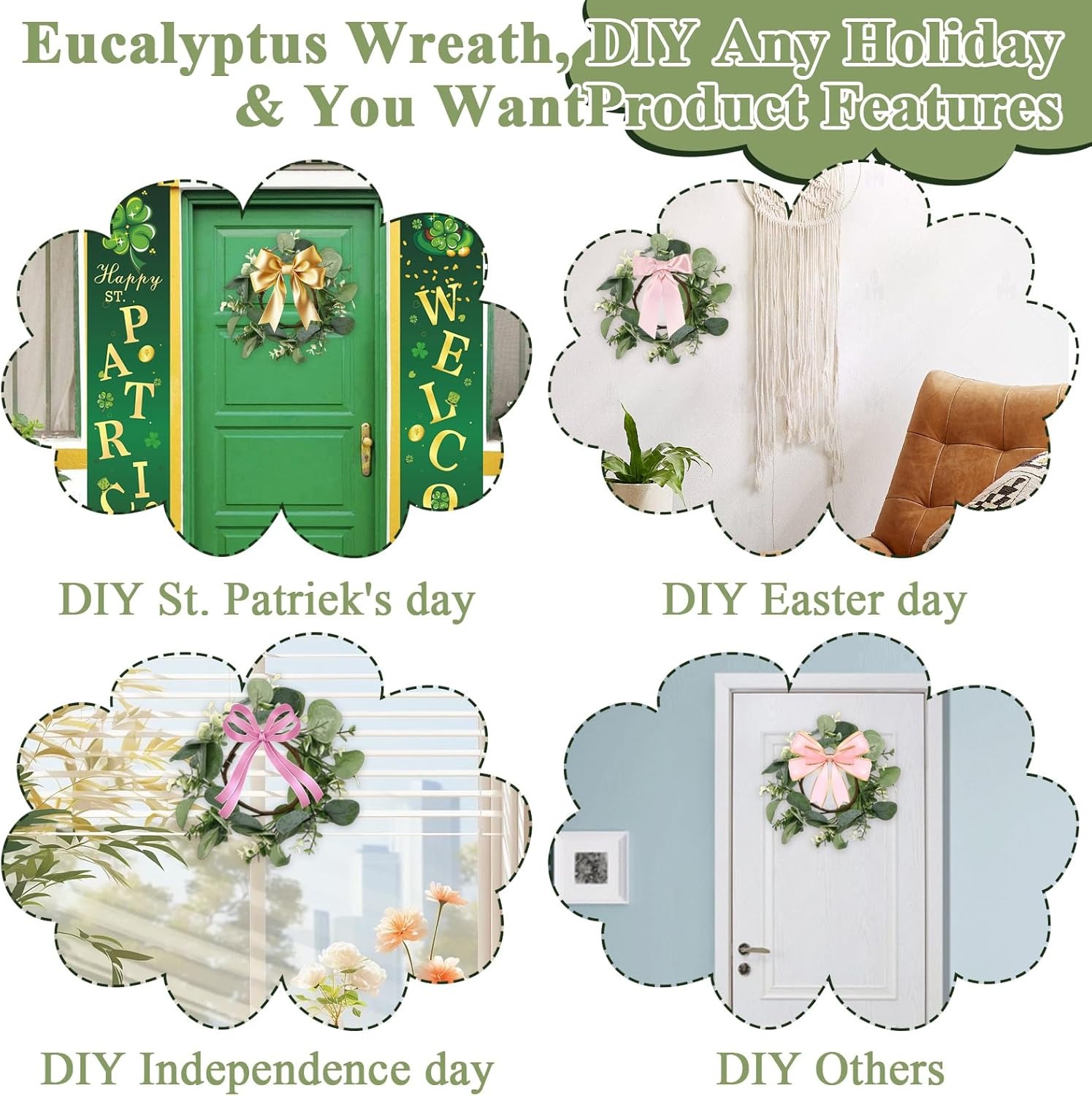 1/2/4Pcs Artificial Garland Gr - огляд і ціна Eucalyptus Preserved